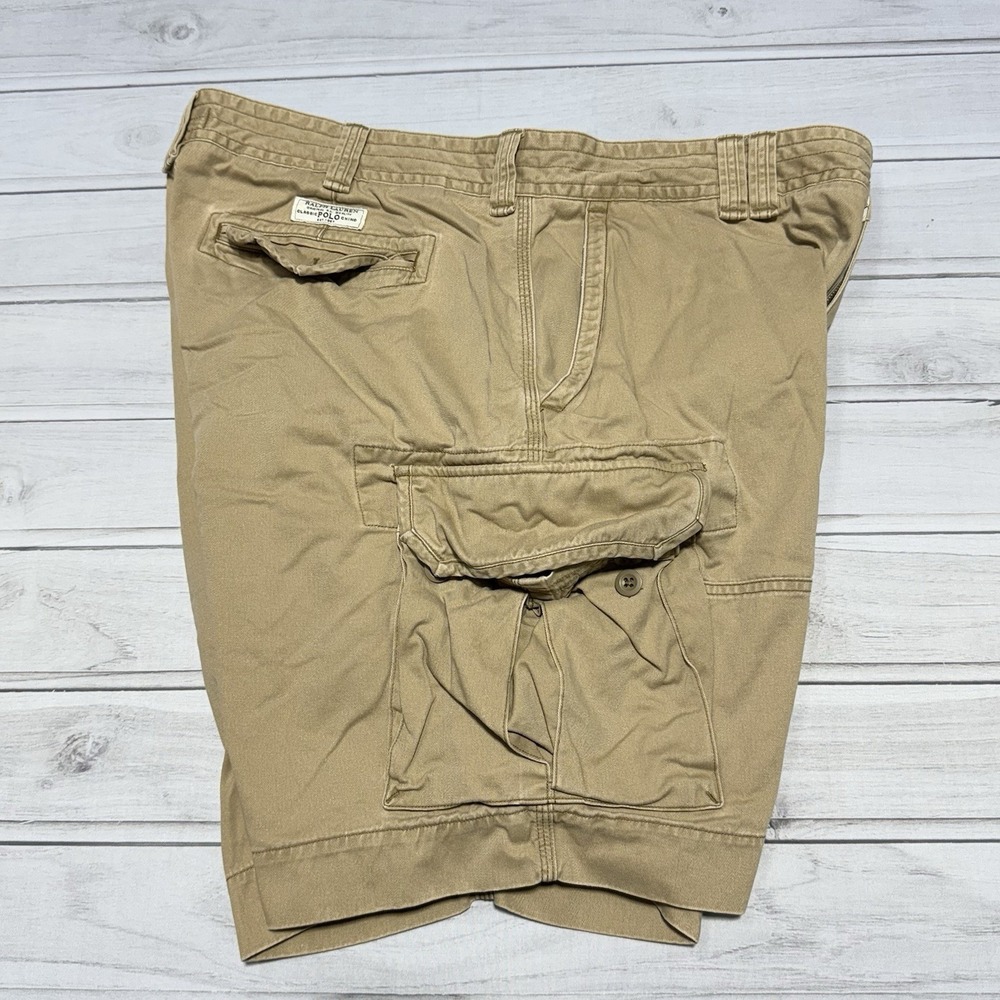 Polo Ralph Lauren Shorts 42 Tan Khaki Beige Cargo Pockets Heavyweight - Picture 1 of 10